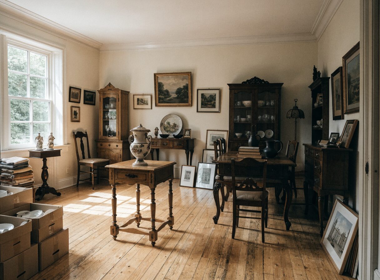 A furnished room set out for an estate sale, illustrating a complete estate clearance